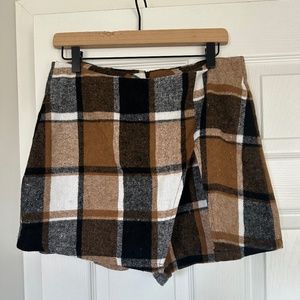 Plaid Back Zipper Skort